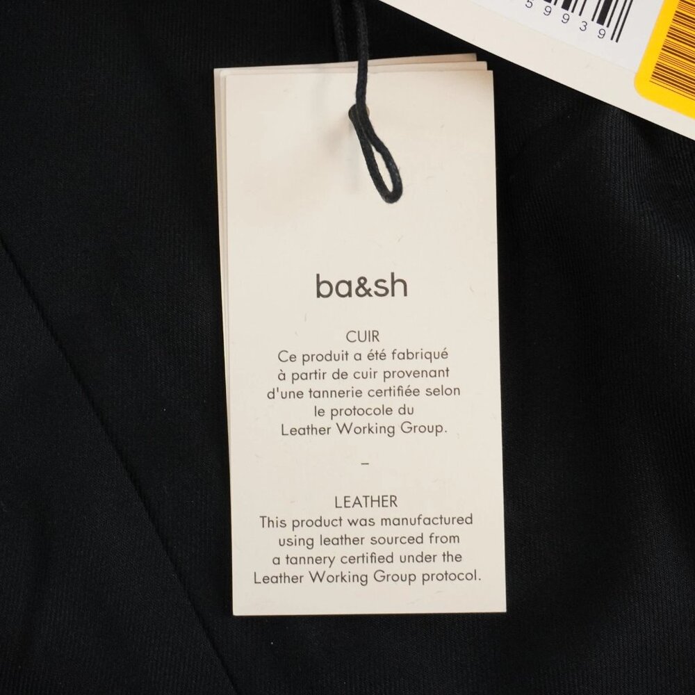 ba&sh Alexia Structured Cropped Leather Jacket in Black With Button Closure - Picture 10 of 12